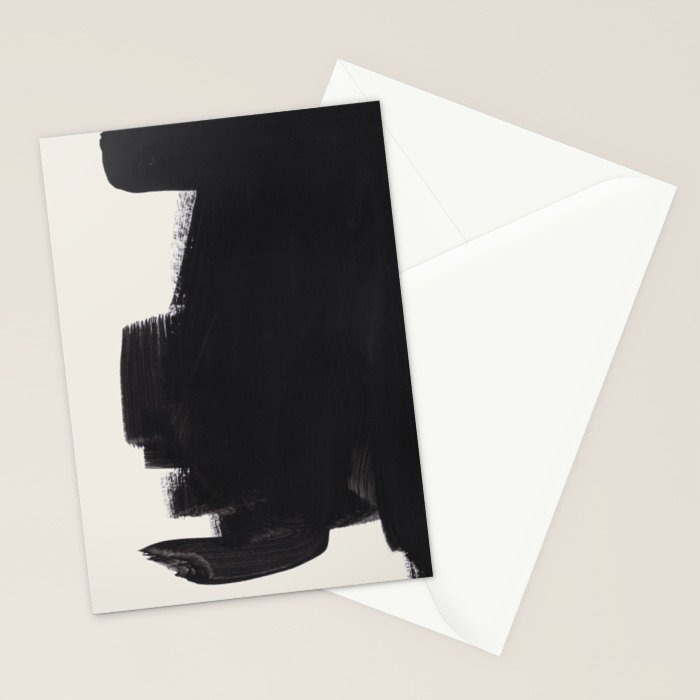 Mid Century Modern Minimalist Abstract Art Brush Strokes Black & White Ink Art Colorfield Stationery Card Gallery Image 2