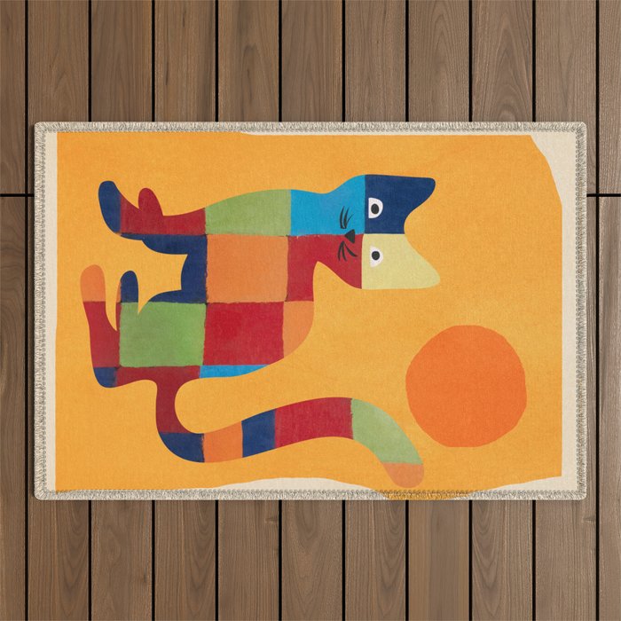 Squares Cat Outdoor Rug Gallery Image 1