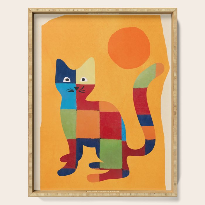 Squares Cat Serving Tray Gallery Image 1