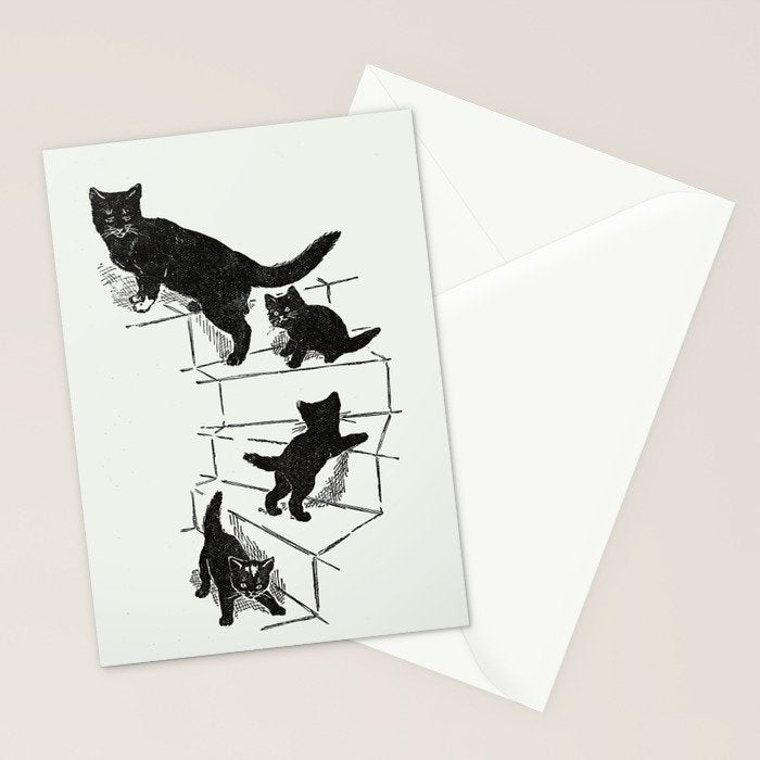 Cat With Kitten On Stairs Stationery Card Gallery Image 2