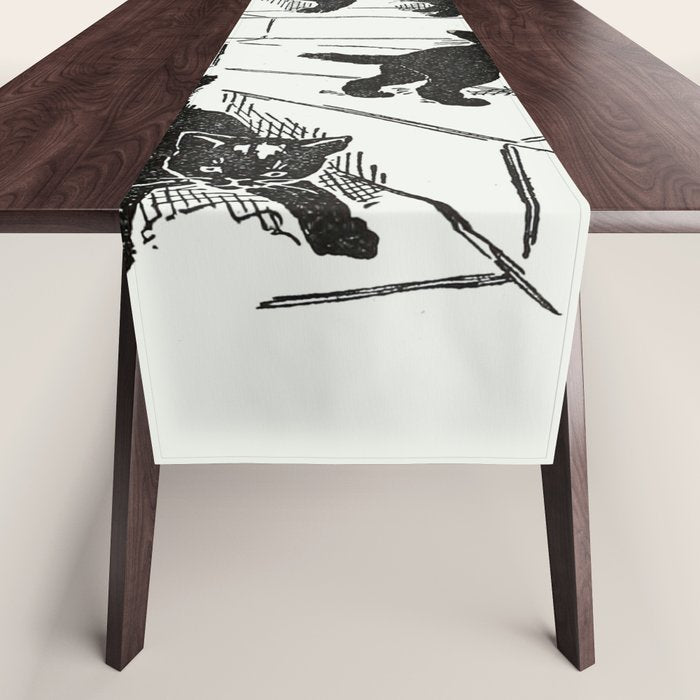 Cat With Kitten On Stairs Table Runner Gallery Image 1