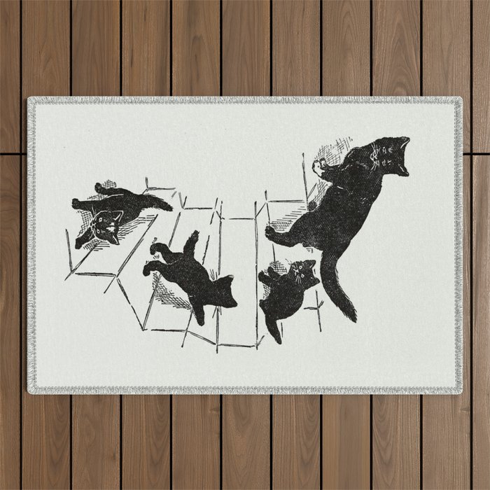 Cat With Kitten On Stairs Outdoor Rug Gallery Image 1