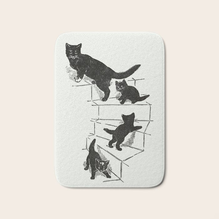 Cat With Kitten On Stairs Bath Mat Gallery Image 1
