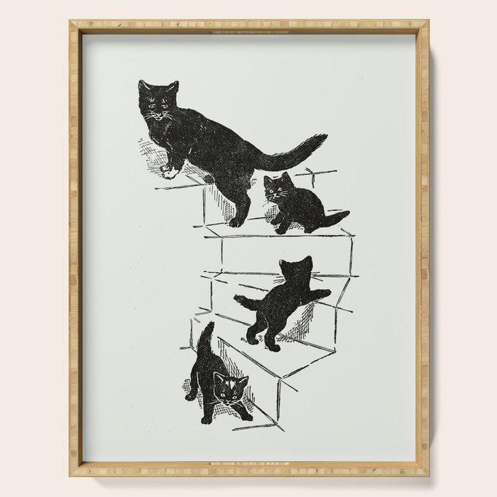 Cat With Kitten On Stairs Serving Tray Gallery Image 1