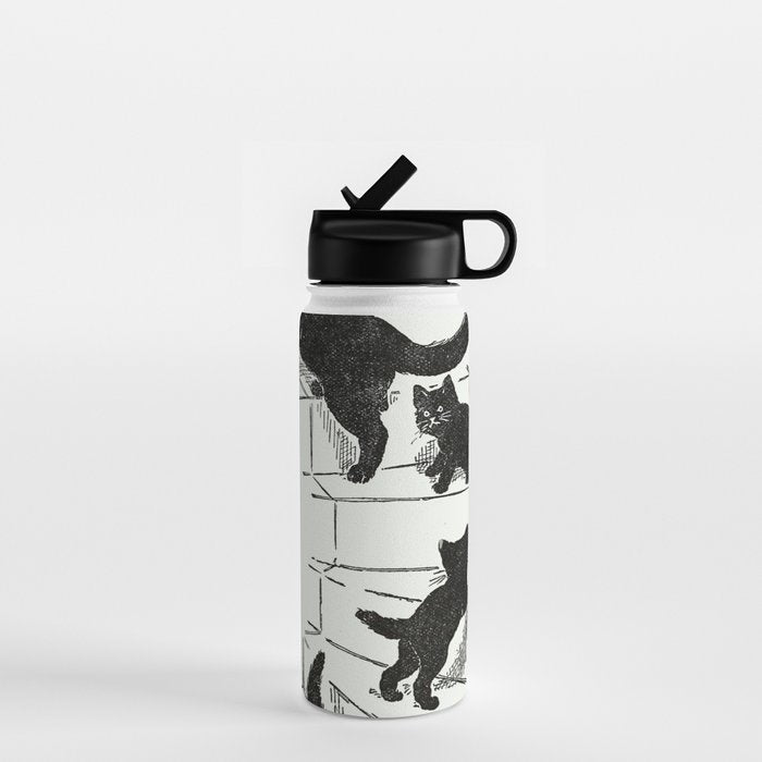 Cat With Kitten On Stairs Water Bottle Gallery Image 1