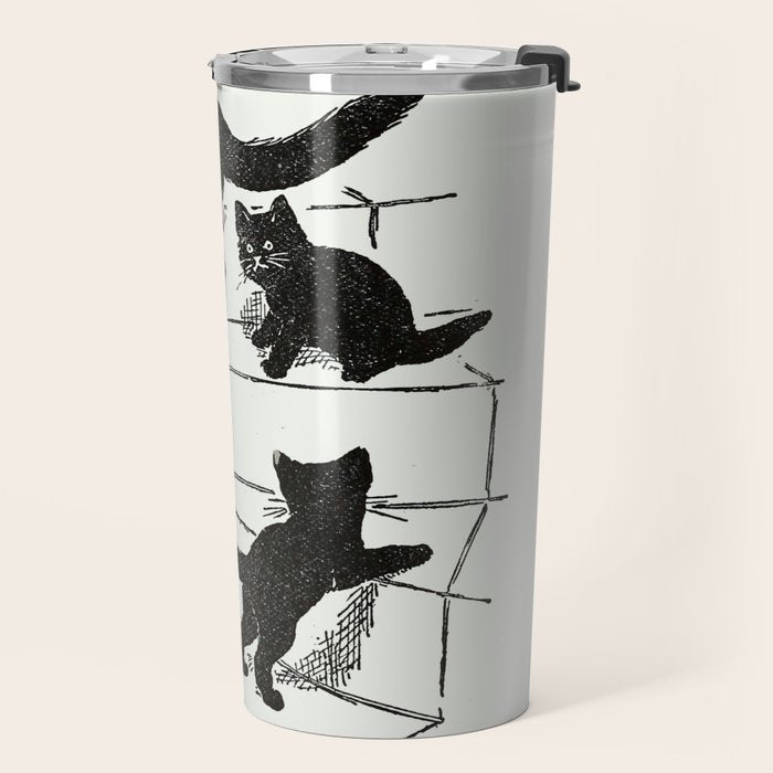 Cat With Kitten On Stairs Travel Mug Gallery Image 2