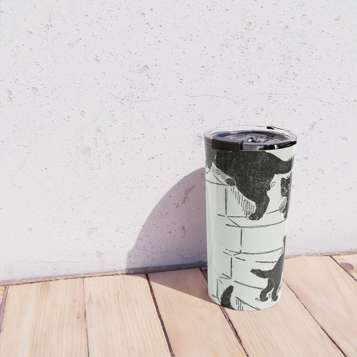 Cat With Kitten On Stairs Travel Mug Gallery Image 4