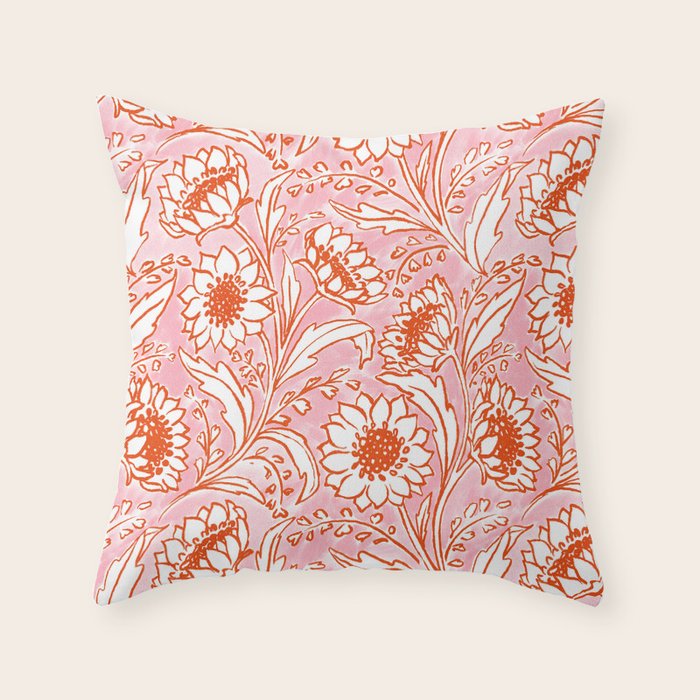 Sunflowers - pink and orange  Throw Pillow Gallery Image 6