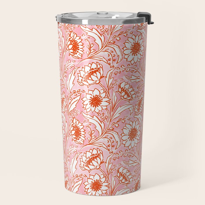 Sunflowers - pink and orange  Travel Mug Gallery Image 2