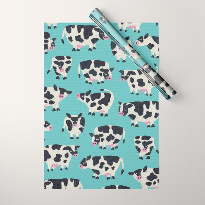 Cow Collection - Turquoise Wrapping Paper Gallery Image 1