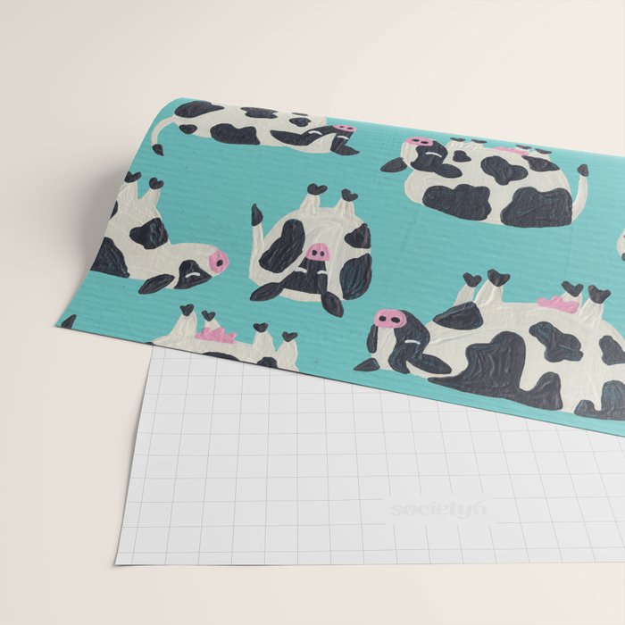 Cow Collection - Turquoise Wrapping Paper Gallery Image 2