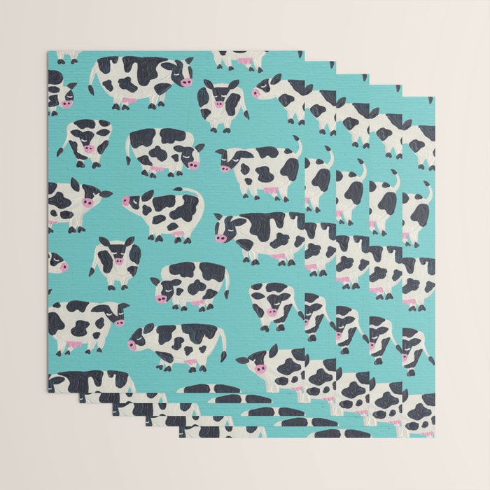 Cow Collection - Turquoise Wrapping Paper Gallery Image 3