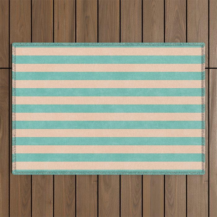 STRIPES 001 F - Mint Outdoor Rug Gallery Image 1