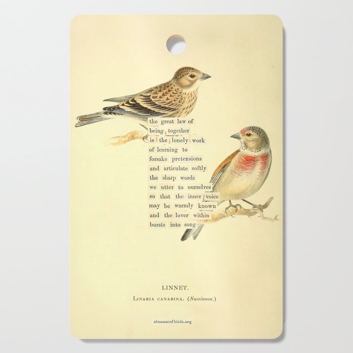 Bird Divinations: Linnet (about: almanacofbirds.org) Cutting Board Gallery Image 1