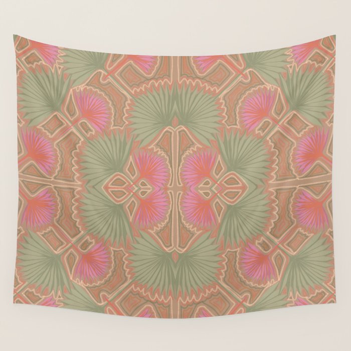 Sun Palms Dusk Tan Wall Tapestry Gallery Image 4