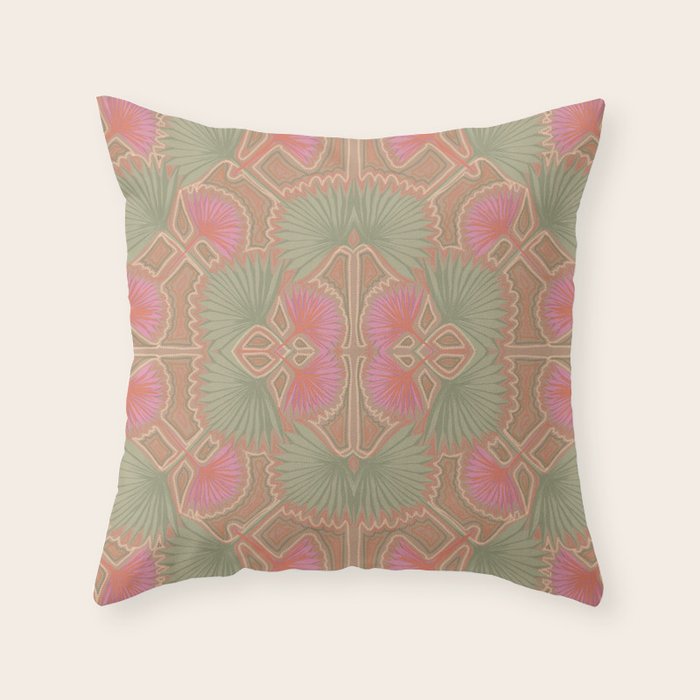 Sun Palms Dusk Tan Throw Pillow Gallery Image 6