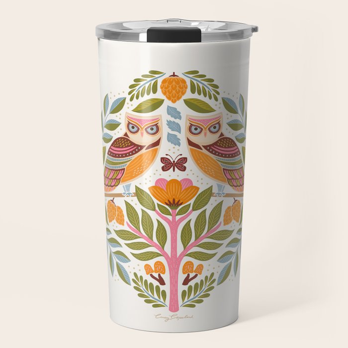 Woodland Owls - Multi-colored Travel Mug Gallery Image 1