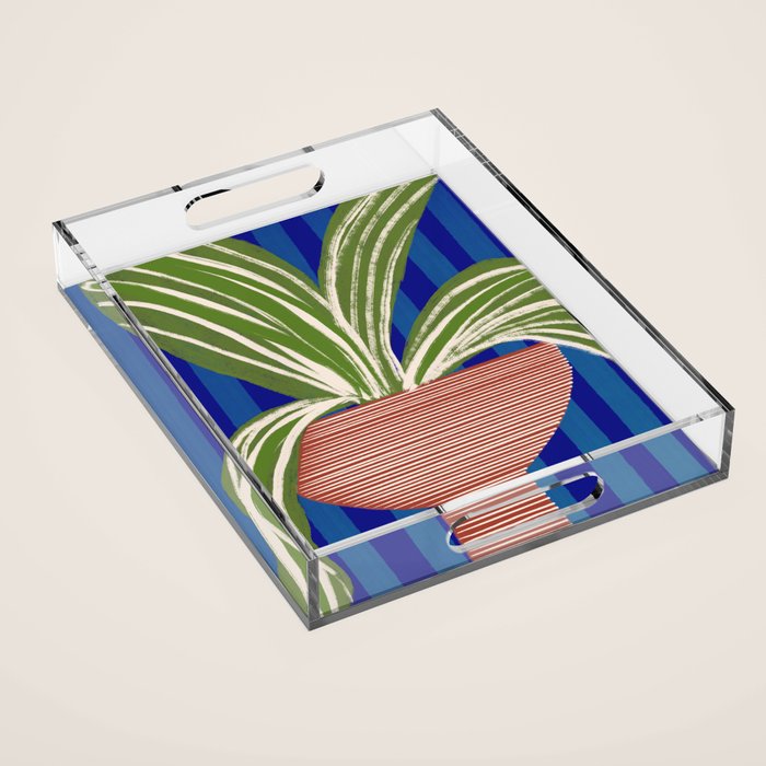 Contemporary Flower Design Acrylic Tray Gallery Image 1