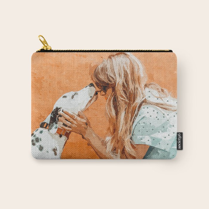 Pet Bound | Dalmatian Dog Lover Friendship Companion | Modern Bohemian Woman Puppy Animals Love Carry All Pouch Gallery Image 1