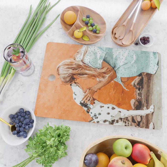 Pet Bound | Dalmatian Dog Lover Friendship Companion | Modern Bohemian Woman Puppy Animals Love Cutting Board Gallery Image 2