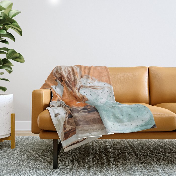 Pet Bound | Dalmatian Dog Lover Friendship Companion | Modern Bohemian Woman Puppy Animals Love Throw Blanket Gallery Image 1