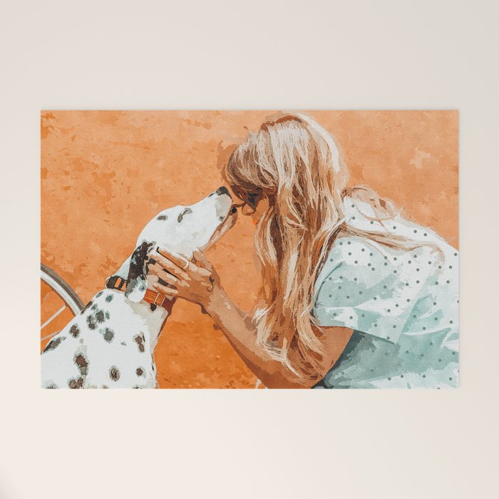 Pet Bound | Dalmatian Dog Lover Friendship Companion | Modern Bohemian Woman Puppy Animals Love Welcome Mat Gallery Image 1