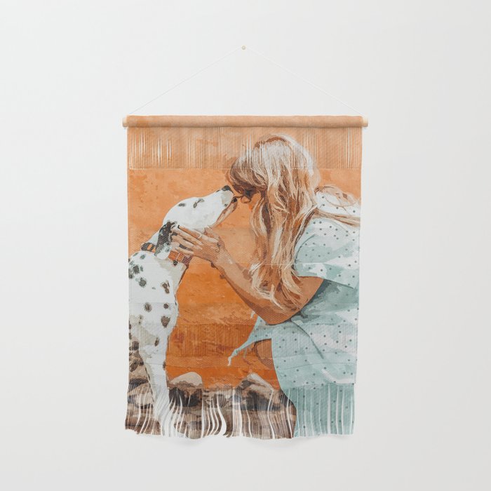 Pet Bound | Dalmatian Dog Lover Friendship Companion | Modern Bohemian Woman Puppy Animals Love Wall Hanging Gallery Image 1