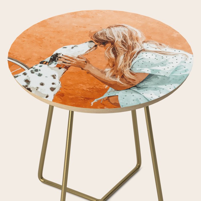 Pet Bound | Dalmatian Dog Lover Friendship Companion | Modern Bohemian Woman Puppy Animals Love Side Table Gallery Image 2