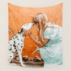 Pet Bound | Dalmatian Dog Lover Friendship Companion | Modern Bohemian Woman Puppy Animals Love Wall Tapestry Gallery Image 4