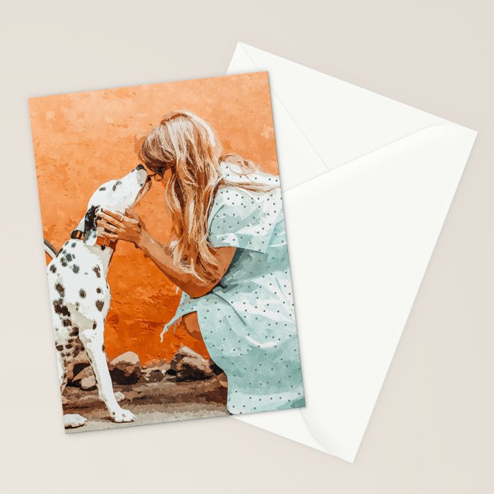 Pet Bound | Dalmatian Dog Lover Friendship Companion | Modern Bohemian Woman Puppy Animals Love Stationery Card Gallery Image 2