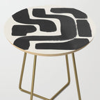 Black Ink Paint Brush Strokes Abstract Organic Pattern Mid Century Style Side Table Gallery Image 2
