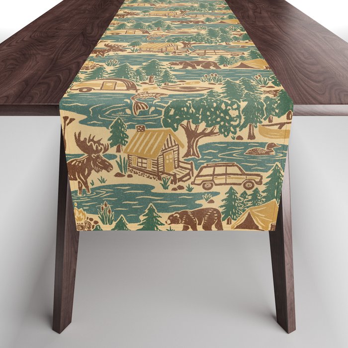 North Country Summer - spruce and gold Table Runner Gallery Image 1