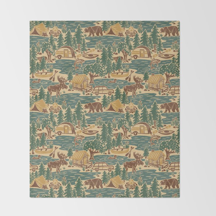 North Country Summer - spruce and gold Throw Blanket Gallery Image 2