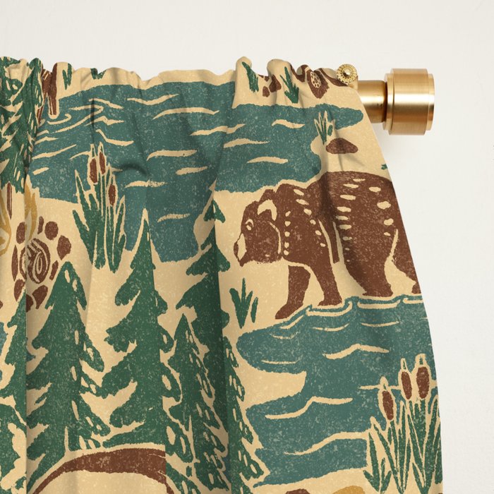 North Country Summer - spruce and gold Window Curtain Gallery Image 2
