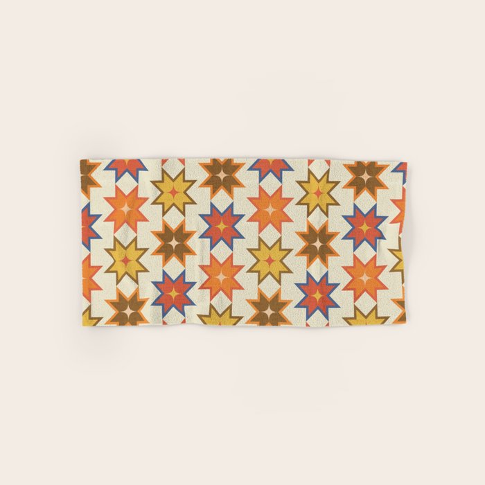 Holiday Mosaic Stars Retro-Inspired Festive Design Bath Towel Gallery Image 1