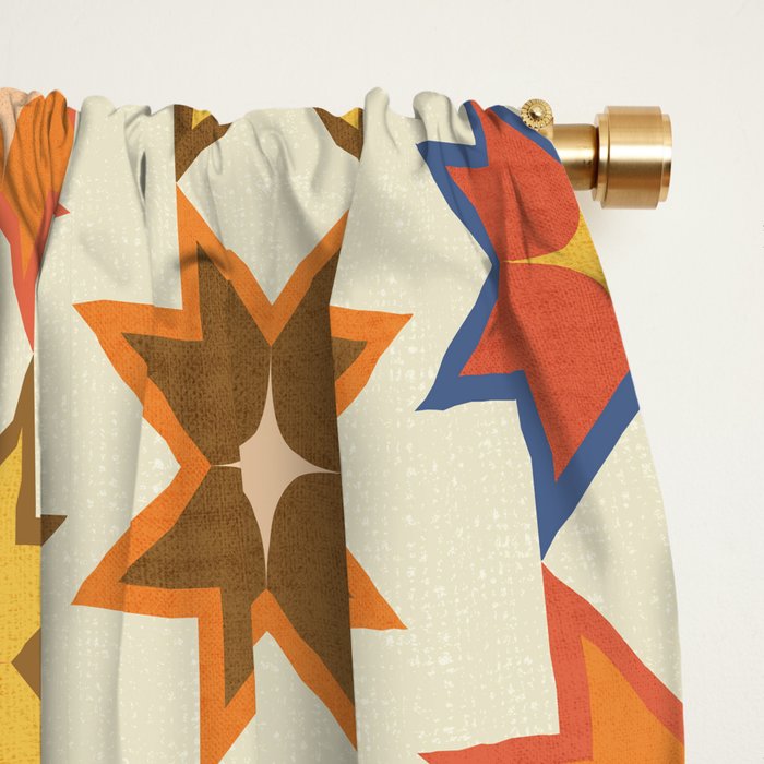 Holiday Mosaic Stars Retro-Inspired Festive Design Window Curtain Gallery Image 2