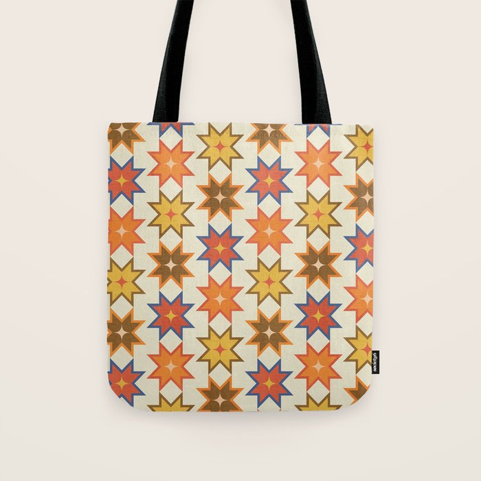 Holiday Mosaic Stars Retro-Inspired Festive Design Tote Bag Gallery Image 1