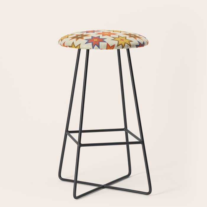 Holiday Mosaic Stars Retro-Inspired Festive Design Stool Gallery Image 1