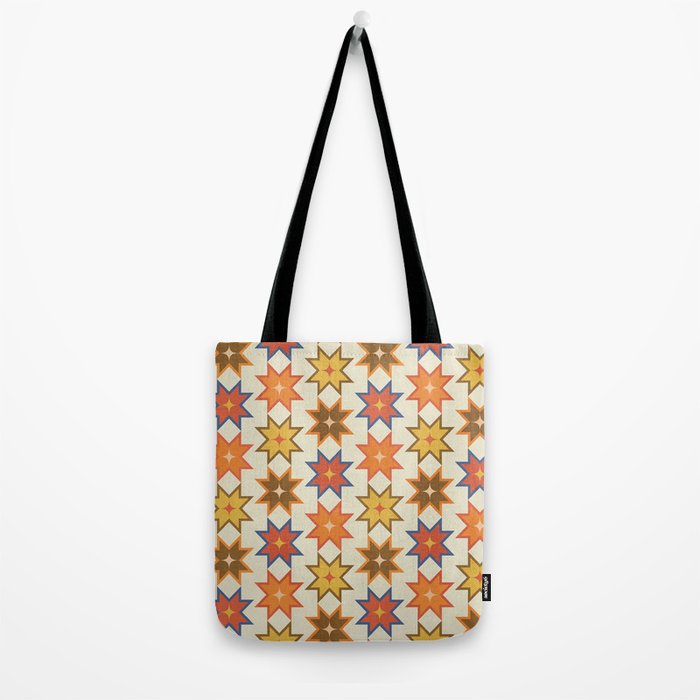 Holiday Mosaic Stars Retro-Inspired Festive Design Tote Bag Gallery Image 2