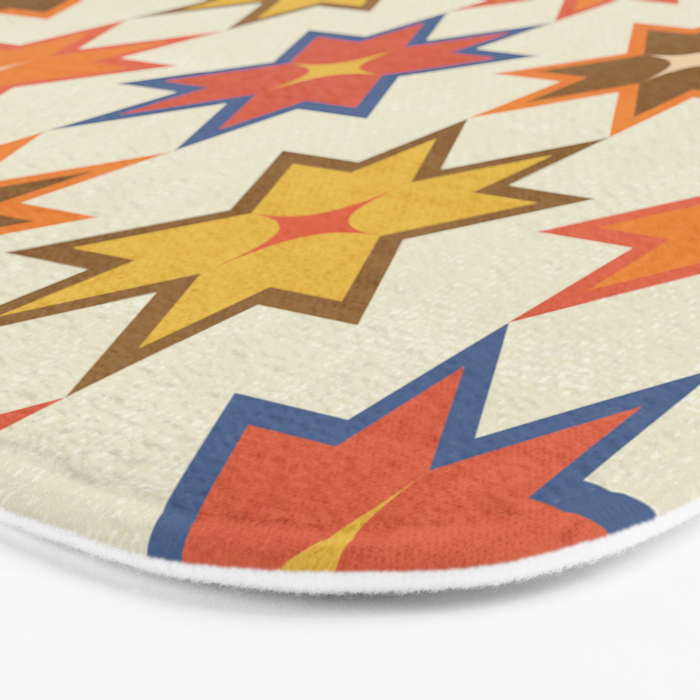 Holiday Mosaic Stars Retro-Inspired Festive Design Bath Mat Gallery Image 3