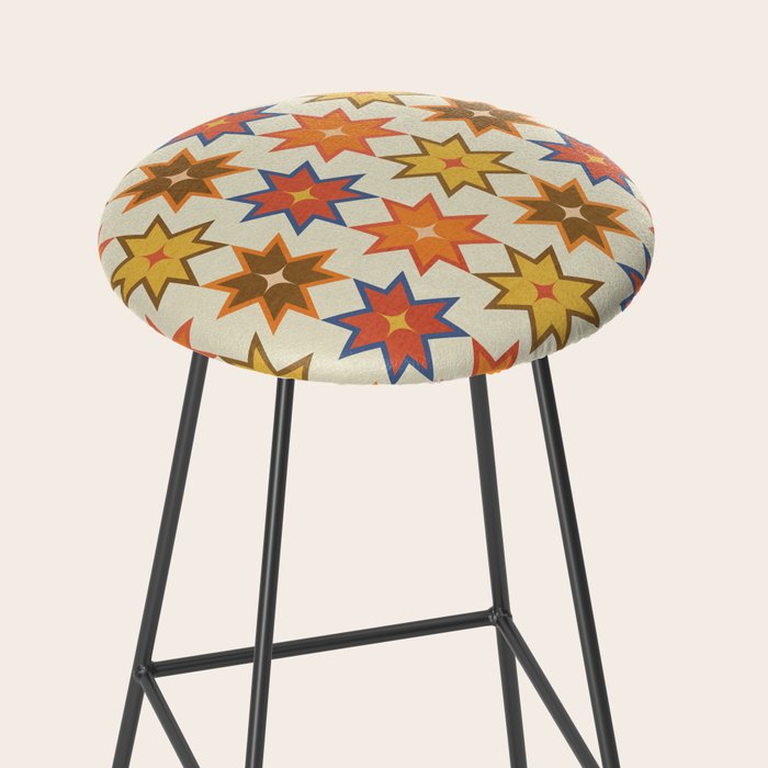 Holiday Mosaic Stars Retro-Inspired Festive Design Stool Gallery Image 2
