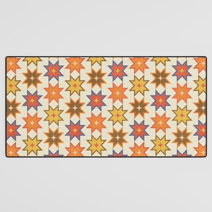 Holiday Mosaic Stars Retro-Inspired Festive Design Desk Mat Gallery Image 3