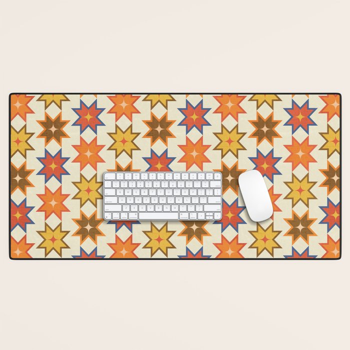 Holiday Mosaic Stars Retro-Inspired Festive Design Desk Mat Gallery Image 1