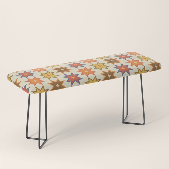 Holiday Mosaic Stars Retro-Inspired Festive Design Bench Gallery Image 1
