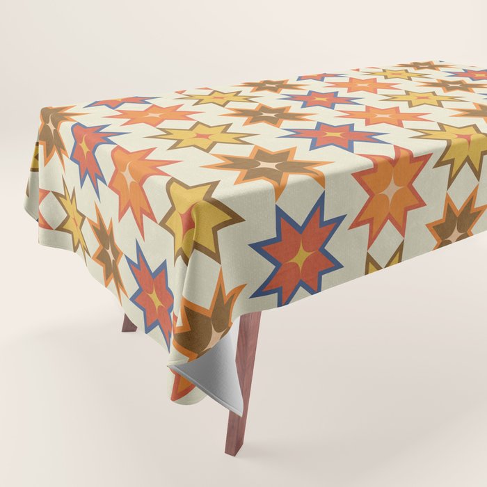 Holiday Mosaic Stars Retro-Inspired Festive Design Tablecloth Gallery Image 1