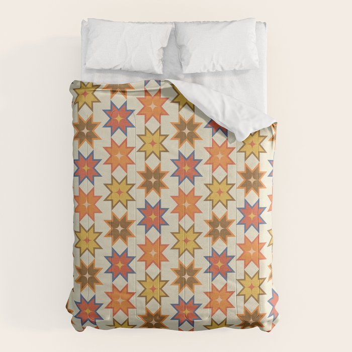 Holiday Mosaic Stars Retro-Inspired Festive Design Comforter Gallery Image 1