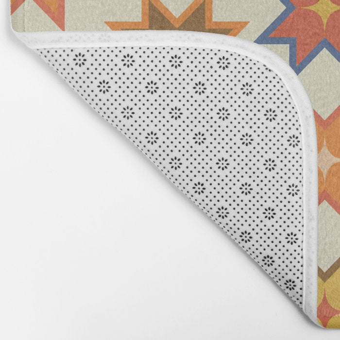 Holiday Mosaic Stars Retro-Inspired Festive Design Bath Mat Gallery Image 2