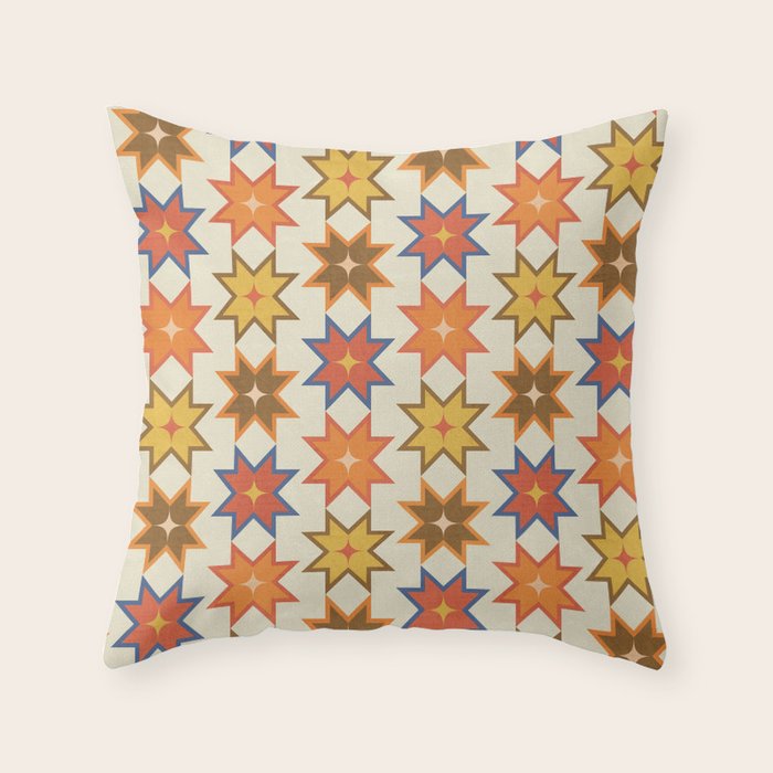 Holiday Mosaic Stars Retro-Inspired Festive Design Throw Pillow Gallery Image 6