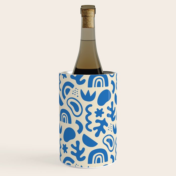 Abstract blue organic shape art pattern Wine Chiller Gallery Image 1