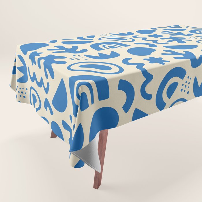 Abstract blue organic shape art pattern Tablecloth Gallery Image 1